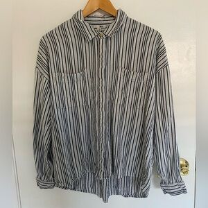 Amuse Society Striped Button Down Long Sleeve Shirt Size Medium